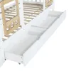A close-up view of the bottom drawer and part of the bed frame of a white bunk bed. Náhľad obrázku produktu