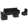 vidaXL 7-tlg. Garten-Sofagarnitur mit Kissen Schwarz Poly Produktbild-Vorschau 1