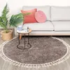 Volero - Teppich Hochflor Rund - Lofty Fringe Taupe - Ø 100 Produktbild-Vorschau 7