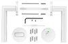 A flat lay of door handle hardware and accessories on a white background. Produktbild-Vorschau