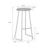 A diagram of a bar stool with dimensions indicated. Anteprima dell’immagine prodotto