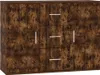 A front view of a wooden sideboard with three drawers and two cabinet doors. Voir les images du produit