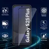 A marketing image for a screen protector for a Samsung Galaxy S25 Plus, showing the product and its features. Produktbild-Vorschau