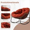 A rocking chair with a large cushion, shown with close-up detail shots and text highlighting features. Anteprima dell’immagine prodotto