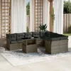 10-tlg. Garten-Sofagarnitur mit Kissen Grau Poly Rattan Produktbild-Vorschau 2