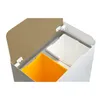 A top-down view of an open-top, two-compartment trash can with one yellow bin and one white bin. Produktbild-Vorschau