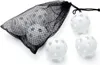 A mesh bag containing white, perforated balls, with three balls placed outside the bag on a white background. Produktbild-Vorschau