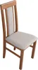 A single wooden chair with a light gray upholstered seat and backrest, isolated on a white background. Voir les images du produit