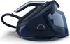 A dark blue Philips PerfectCare steam generator iron is shown from a side angle on a white background. Produktbild-Vorschau