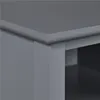 A close-up view of the corner of a dark gray piece of furniture, possibly a nightstand or cabinet, showing the edge and a shelf. Produktbild-Vorschau