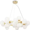 Lampa wisząca, szkło metalowe, złoty mat-biały, D 69 cm Podgląd zdjęcia produktu 3