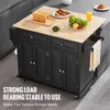 A black kitchen island cart with a wooden top is shown in a kitchen setting. It is laden with food items like grapes, bread, and toast, and has a towel hanging from its side. Produktbild-Vorschau