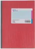 A red notebook with a label showing product information. Podgląd zdjęcia produktu
