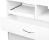 A close-up view of a white cosmetic and podiatry trolley, showing an open drawer and a pull-out shelf. Náhled obrázku produktu
