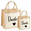 Geschenktasche Danke groß,  Jutetasche mit Herz M (30x30x19 Produktbild-Vorschau 2