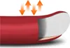 A cross-section of a red chair cushion showing its layered construction, with orange arrows indicating airflow or heat dissipation. Produktbild-Vorschau