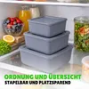 Boîtes de conservation carrées, lot de 3, gris Voir les images du produit 5