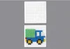 Two white pegboards, one empty and one with a pixelated blue truck made of colorful beads. Produktbild-Vorschau