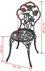 A green metal bistro chair with dimensions indicated by red lines and text. Voir les images du produit