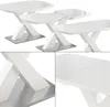A collage of images showing a white extendable dining table with a modern design, featuring close-ups of its base and tabletop. Anteprima dell’immagine prodotto
