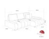 A line drawing of a sectional sofa with dimensions indicated by lines and text. Voir les images du produit