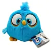A blue plush toy bird with large eyes and an orange beak, sitting on a white background with its tag. Produktbild-Vorschau