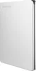 A silver Toshiba Canvio Slim external hard drive is shown from a slightly angled side view against a white background. Produktbild-Vorschau