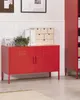 BELIANI Metallschrank Rot Stahl 100 x 40 x 65 cm Sideboard Produktbild-Vorschau 2