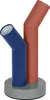 A table lamp with two angled tubes, one blue and one red, on a gray circular base. Podgląd zdjęcia produktu