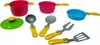 A collection of toy kitchen utensils and pots on a white background. Náhľad obrázku produktu