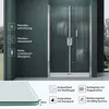 A shower door with various features highlighted by icons and text. Produktbild-Vorschau