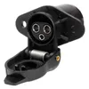 A black 3-pin trailer socket with a hinged cover. Podgląd zdjęcia produktu