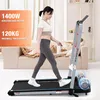 A woman is walking on a treadmill in a living room setting. Produktbild-Vorschau