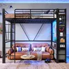 A loft bed with a sofa underneath, set in a modern room with LED lighting. Náhled obrázku produktu