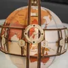 A close-up view of a wooden 3D globe puzzle. Náhľad obrázku produktu