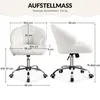 A size chart for a white office chair, showing dimensions and maximum load capacity. Produktbild-Vorschau