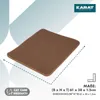 A brown cat litter mat is shown diagonally on a light blue and white background, with text and branding elements. Produktbild-Vorschau