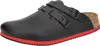 A single black Birkenstock sandal with red trim and cork sole, shown from a side-angle on a white background. Náhled obrázku produktu