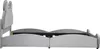 Side view of a grey upholstered children's bed frame with a bear-shaped headboard. Produktbild-Vorschau