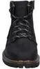 A close-up, front view of a black lace-up boot. Produktbild-Vorschau