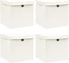 vidaXL Scatole con coperchio 4 pz. Bianco 32x32x32 cm Anteprima dell’immagine prodotto 6