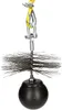 A chimney brush with a weight attached, suspended by a yellow rope and metal hardware. Produktbild-Vorschau