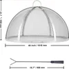 A fire pit cover and a poker are shown with dimensions indicated. Produktbild-Vorschau