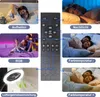 A collage of images showing a remote control and various lifestyle shots of people using a fan with light in a bedroom setting. Anteprima dell’immagine prodotto