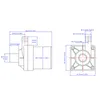 Technical drawings with dimensions of a pump. Anteprima dell’immagine prodotto