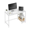 A white desk with a computer monitor, laptop, keyboard, coffee cup, and a plant. Produktbild-Vorschau