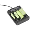 A battery charger with several batteries inserted. Produktbild-Vorschau