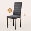 A dark gray chair with dimensions indicated by text and lines. Voir les images du produit