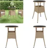 vidaXL Gartentisch Ø60x75 cm Hartglas und Poly Rattan Beige Produktbild-Vorschau 1