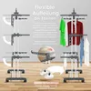 A product image showing a multi-tiered drying rack with clothes hanging on it, along with text and graphics highlighting its features. Produktbild-Vorschau